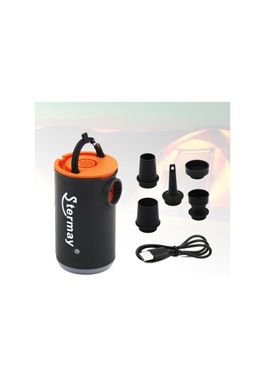 Lemestar Küçük Boy Taşınabilir Li-poly Bataryalı Hava Pompa: Enflasyon-deflasyon-vakum Fonksiyonu, Led Işık Ve 5 Farklı Uç, Siyah-turuncu