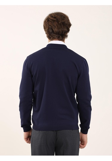 Dufy Lacivert Erkek Slim Fit Bomber Yaka Triko - 96347 Lacivert