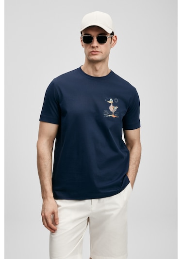 Lufian Fınx Modern Grafik T- Shirt Lacivert Lacivert 111020313100200