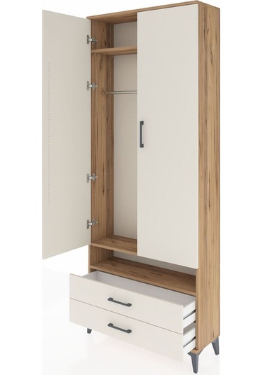 Arges Dolap 3 Raflı 2 Çekmeceli Tek Askılı 88x30x221 Çam-aytaşı Atlas Çam