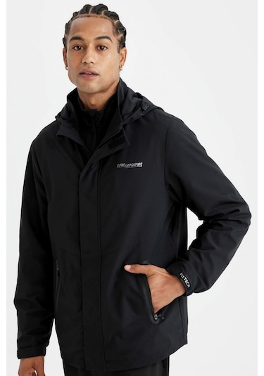 DeFactoFit Su İtici Mont Normal Kesim Kapüşonlu Fermuarlı Cepli C6047AX24AUBK81