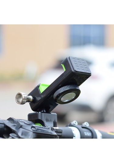 Q003 Hırsızlığa Karşı Düşme Önleyici 360 Derece Dönen Bisiklet - Motosiklet Pusulalı Cep Telefonu Tutucu Işıksız - Yeşil