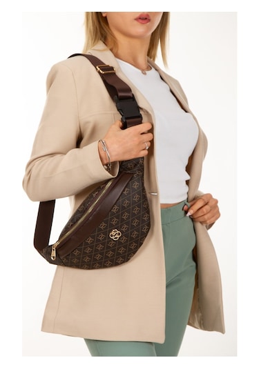 Newish Polo Kadın Desenli Çapraz Omuz Askılı Bel Omuz Çanta Kkhve