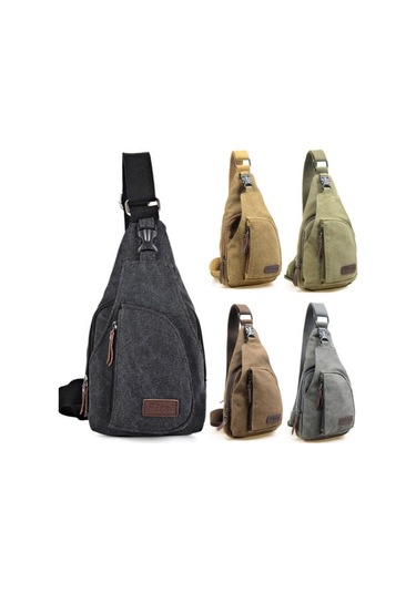 Erkekler İçin Askeri Kanvas Askılı Göğüs Çantası Çapraz Askılı Omuz Çantası Günlük Sırt Çantası
