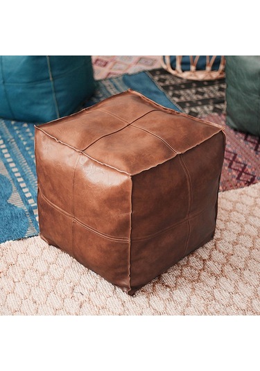 Suntek Magideal Boho Fas Puf Örtüsü Tabure Depolama Kare-kahverengi