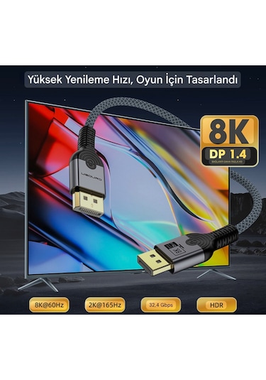 Ugourd 3-metre Dp 1.4 Displayport To Displayport Kablo 8k 60hz+4k