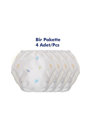 Sevi Bebe 4'Lü Pedli Alıştırma Külodu Pamuklu  Beyaz 0-4 Ay