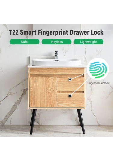 Springsun Akıllı Parmak İzi Kilidi - T22 Çekmeceli Kasa Kilit Sistemi Şarj Edilebilir