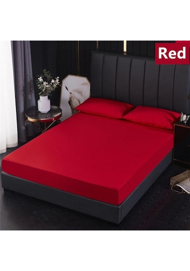 Kırmızı Derin Cep Yatak Çarşaf Elastik Bantlı % 100% Su Geçirmez Yatak Portector Yatak Topper Kapak Hiçbir Yastık Kılıfı 90cmx200cmx30cm Yatak Kırmızı