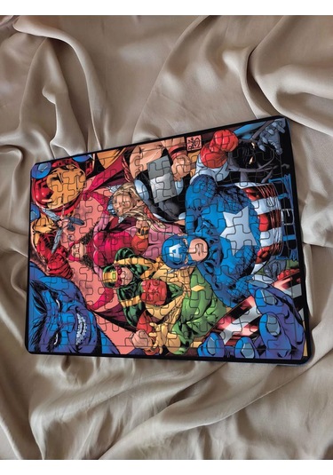 Çocuk Puzzle Ahşap Marvel Süper Kahramanları 108 Parça Mobilya