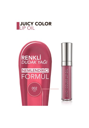 Flormar Juicy Color Yarı Transparan & Parlak Bitişli Nemlendirici Dudak Yağı 02 She