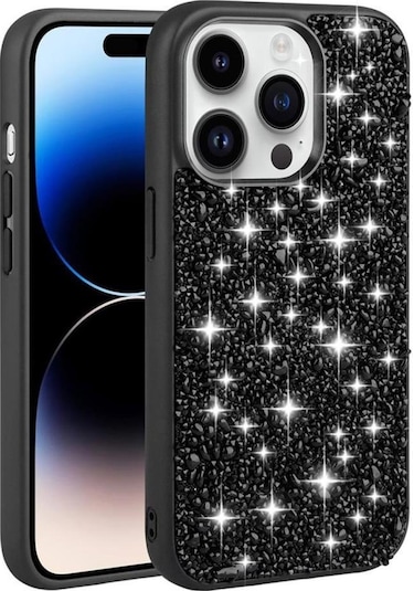 Apple Uyumlu iPhone 14 Pro Max Kılıf Parlak Taşlı Tasarım Linea Kapak