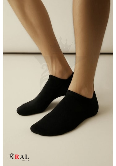 Kral Socks Kadın - Erkek 8 Çift Cotton Dikişsiz Soft Görünmez Penye Patik Bilek Çorap Siyah