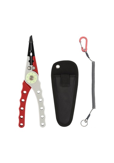 Mufunye Alüminyum Çelik Işıklandırmalı Balıkçı Pensi - Çok Fonksiyonlu İp Kesici, İğne Çıkarıcı, Taşınabilir - Kırmızı/gri/mavi Seçenekli