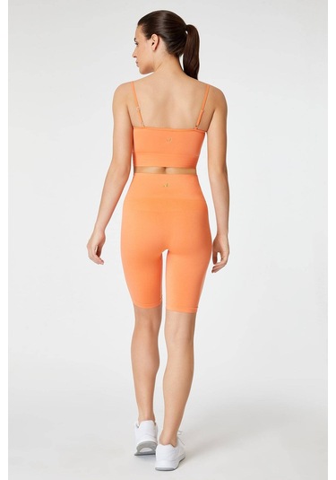 Jerf Vella Yüksek Bel Konfor Biker Tayt Turuncu