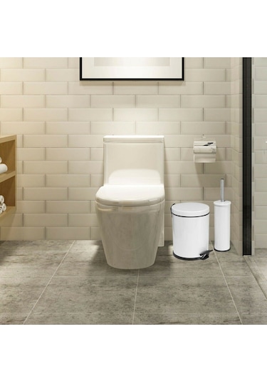 Sas Beyaz Çöp Kovası Wc Fırça Set 2 Li Set 3 Lt Beyaz