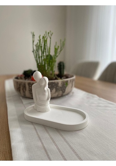 Bernami Mumluk Şamdanpinterest Art Dekoratif Biblo Sarılan Çift Ve Sunum Tabağı 2'li Set Diğer