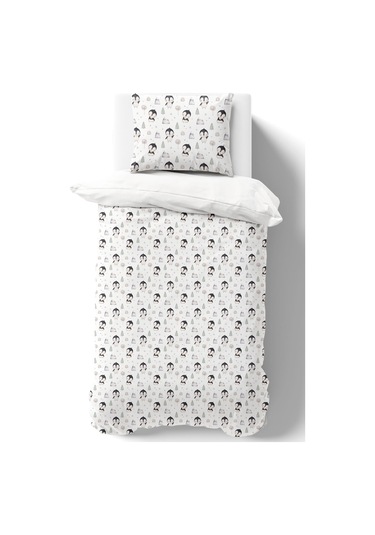 Organik Tek Kişilik Nevresim Takımı 160x220 - Kutup Dostları Penguenler Renkli