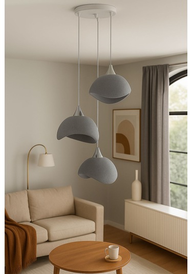 Beton Görünümlü İskandinav Tarzı Salon/oturma Odası Plastik Avize Gri