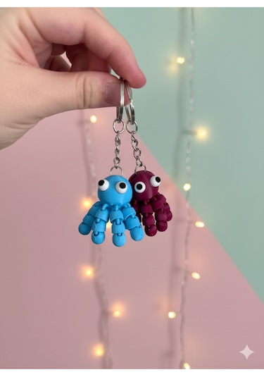 Hareketli Kollu Sevimli Mini Ahtapot Anahtarlık Charm - Neşe Veren Arkadaş Model104