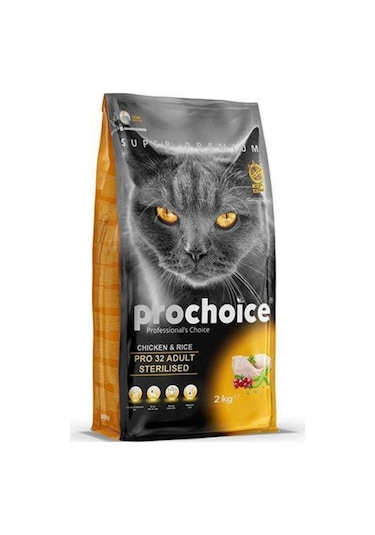 Prochoice Pro 32 Kısırlaştırılmış Tavuk ve Pirinçli Yetişkin Kedi Maması 2 KG