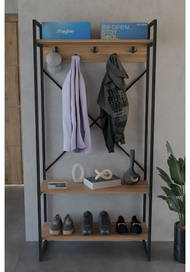 Echo Vestiyer Askılık Portmanto Ayakkabılık Çok Amaçlı Vestiyer Çam