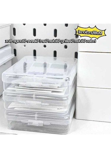 Fastbuy Şeffaf Saklama Kutusu Kart Tutucu Etiket Kırtasiye Ürünü Şeffaf Renkli Şeffaf