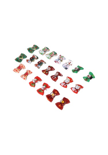 Noel Köpek Saç Fiyongu Sevimli Çok Renkli Bakım Evcil Hayvan Saç Topuzu Lastik Bantlı Yavru Kedi İçin 20 Adet Çok  Renkli