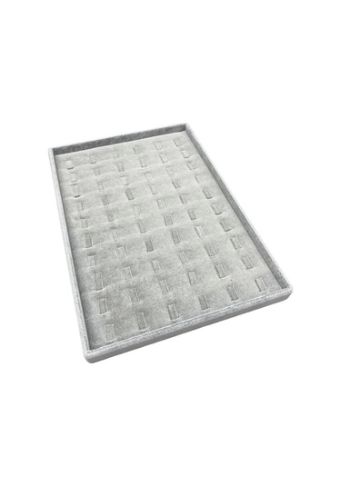 Yerli Üretim Süet Kumaş Gri 34/24 Cm Dikine Tırnaklı Çekmece Ici Yüzük Tablası Çok Renkli