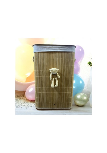 Sever Bambu Peluşlu Çamaşır Sepeti Bambu
