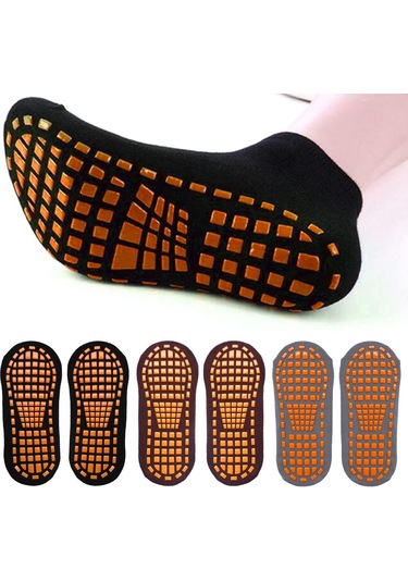 Turuncu Yetişkin Spor Nefes Alabilir Zemin Çorap Skid Trambolin Anti Pamuk
