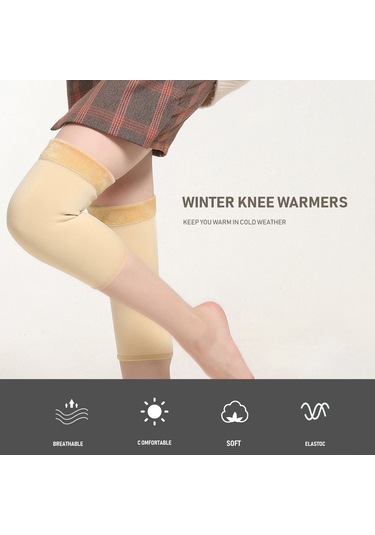 Kangvka Kadınlar İçin Kışlık Isı Sağlayan, Yumuşak Ve Esnek Polyester Dikişli Bilekli Knee Warmer - Siyah 2 Adet Siyah