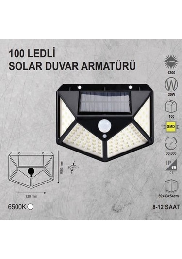 Ledli Solar Duvar Armatürü Siyah