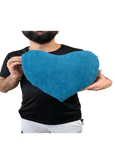 Ozclife Kalp Yastığı %100 Pamuklu %100 Boncuk Elyaf - Mavi