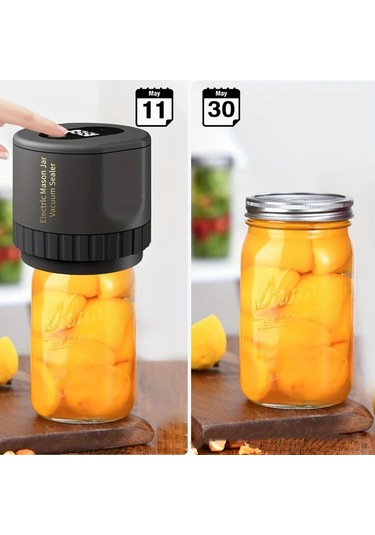 Honeybeeshop 1 Adet Siyah Otomatik Vakumlu Kapak Makinesi Usb Sarj Edilebilir 1200mah Lityum Pil Mutfak Dondurucu Kavanoz Icin Gida Koruyucu