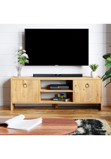 Tv Sehpası Kapaklı Raflı Tv Ünitesi Televizyon Sehpası Çam