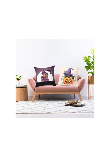 Singree Halloween Dekoratif Yastık Kılıfı, Kürkü Dokuma, Bat-pumpkin Desenli, Ev-araba Partisi İçin, 45x45cm, 20 Numara Seti Diğer