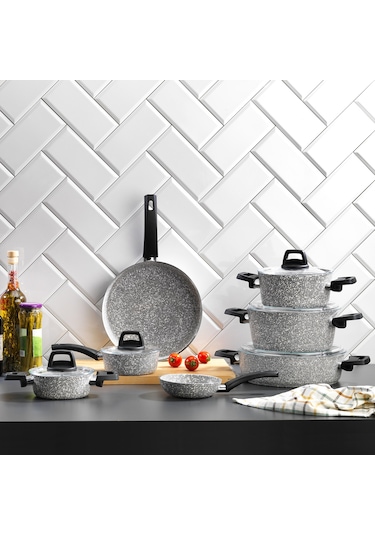Schafer Dark Storm Tencere Seti 12 Parça Gri