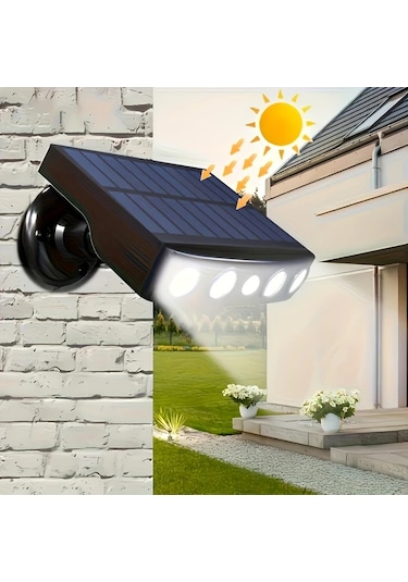 Chenkestoreone 1 Adet Güneş Enerjili Hareket Sensörlü Beyaz Işık Dış Mekan Bahçe Güvenlik Aydınlatma Beyaz