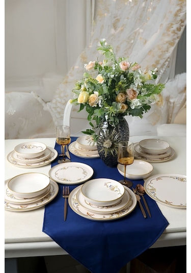 Keramika Bronze Bloom Yemek Takımı 18 Parça 6 Kişilik 22926-27-29 Çok Renkli