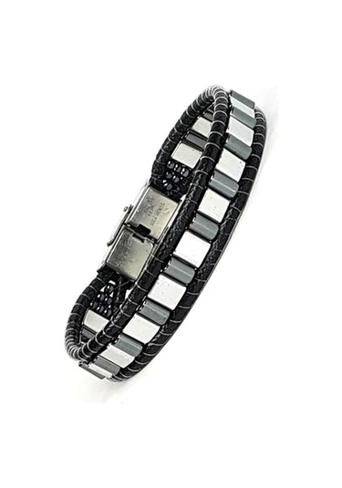 Hematit Taşlı El Işi Tasarım Doğal Taş Erkek Bileklik N11.1096