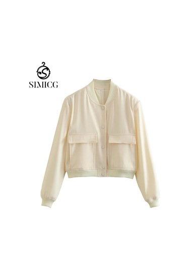 Kadın Dik Yaka Ceket Beyaz