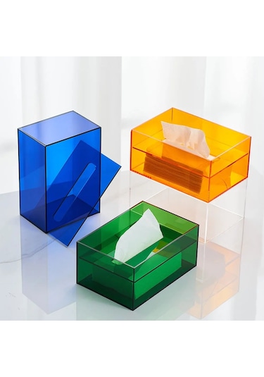 Vazo Mavi 1-modern Akrilik Doku Kutusu Şeffaf Moda Peçete Tutucu Ev Dekorasyon Oturma Ofis Odası Masa Dekoru Aksesuarları Dekoratif Kutu