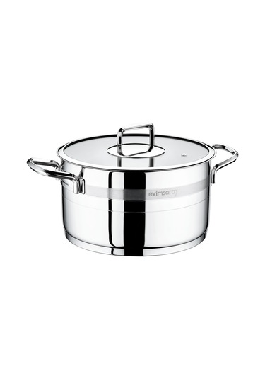 Evimsaray Safir 24x14cm Derin Tencere Gümüş