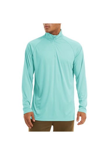 Tacvasen Erkek Anti-uv Güneş Korumalı Uzun Kollu Zip T-shirt Yaz Golf Egzersiz Özbekistannaneerkek Nane