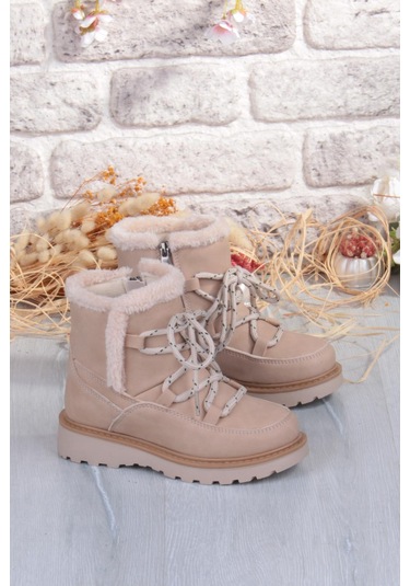 Fort Cool Lina Anatomik Sıcak Astar Kaymaz Taban Kız Çocuk Bot Bej