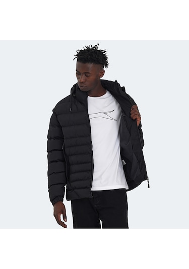 Slazenger HADI IN Erkek Kapüşonlu Şişme Siyah Mont & Kaban