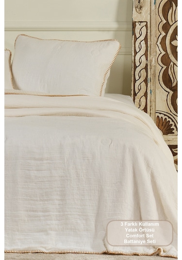 Elart Palermo Comfort Uyku Seti Çift Kişilik 3 Parça 220x240 Cm Krem Krem