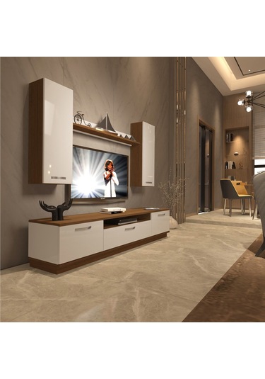 Decoraktiv Trendstyle 5d Slm Tv Ünitesi Tv Sehpası Ceviz - Beyaz