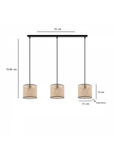 Homing Loft 3'lü Hazeran Rattan Sarkıt Ayd-3330 Bej